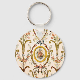 Chaveiro Antiguamente francês Rococo Floral Dourado Cream E