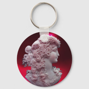 CHAVEIRO ANTIQUE CAMEO, SENHORA COM UVAS E GRÁVINAS