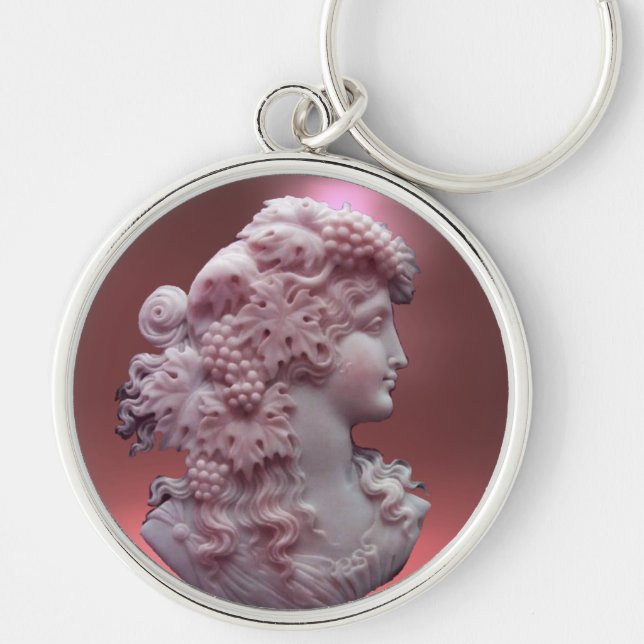 CHAVEIRO ANTIQUE CAMEO, SENHORA COM UVAS E GRÁVINAS (Frente)