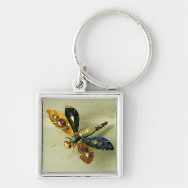 Chaveiro ANTIQUE Cinza Branca DRAGONFLY JEWEL (Frente)