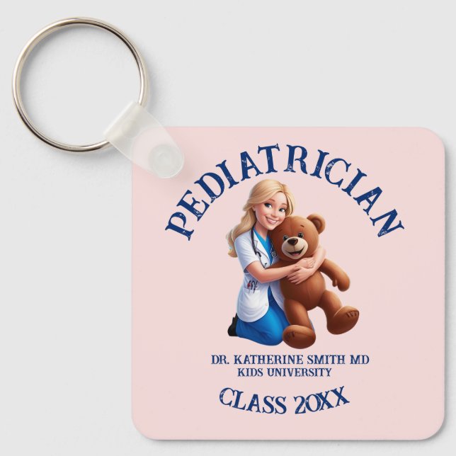 Chaveiro antistress pediatrician teddy bear kids university (Frente)