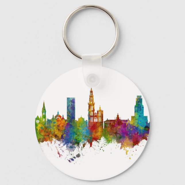Chaveiro Antwerp Belgium Skyline (Frente)