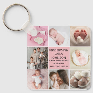 Chaveiro Anúncio de Nascimento Personalizado 8 Fotos natal