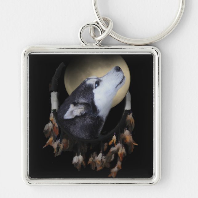 Chaveiro Apanhador de sonhos e Rouco de olhos azuis (Frente)