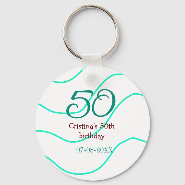 Chaveiro Apelido vermelho verde para aniversário de 50 anos (Frente)