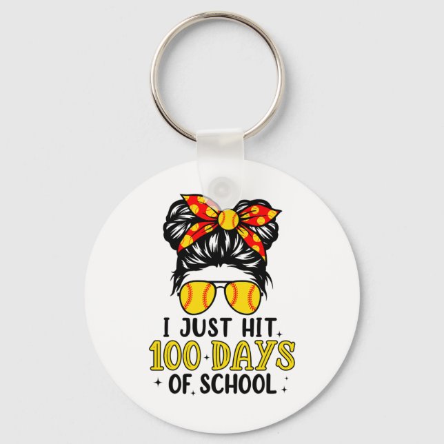 Chaveiro Apenas Acertou Feliz 100 Dias De Escola Softbol De (Frente)