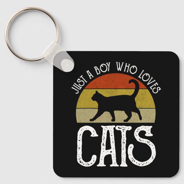 Chaveiro Apenas um menino que ama gatos (Frente)