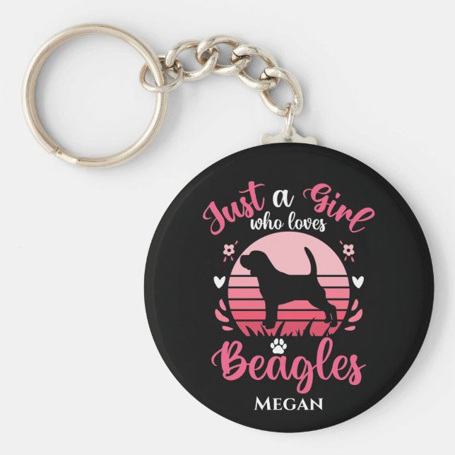 Chaveiro Apenas uma garota que ama beagles personalizada (Frente)