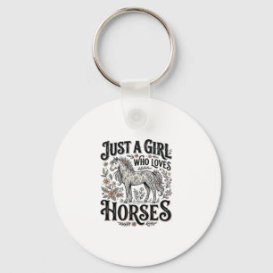 Chaveiro Apenas uma garota que ama cavalos design floral vi