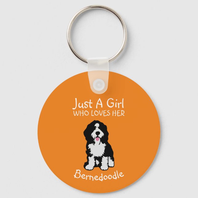 Chaveiro Apenas uma garota que ama seu Bernedoodle (Frente)
