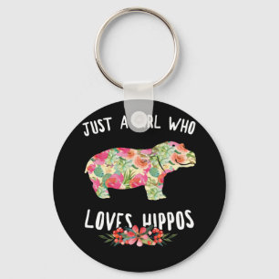 Chaveiro Apenas Uma Menina Que Ama Hippos Floral Hippopotam
