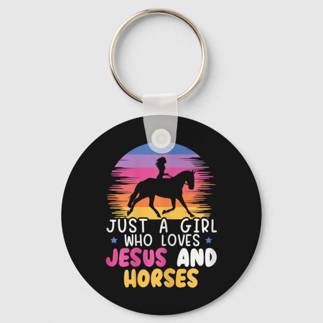 Chaveiro Apenas Uma Menina Que Ama Jesus E Cavalos Equestre (Frente)