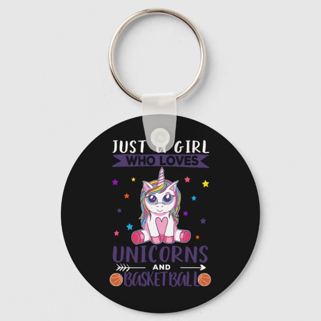 Chaveiro Apenas Uma Menina Que Ama Unicórnios E Basquete (Frente)