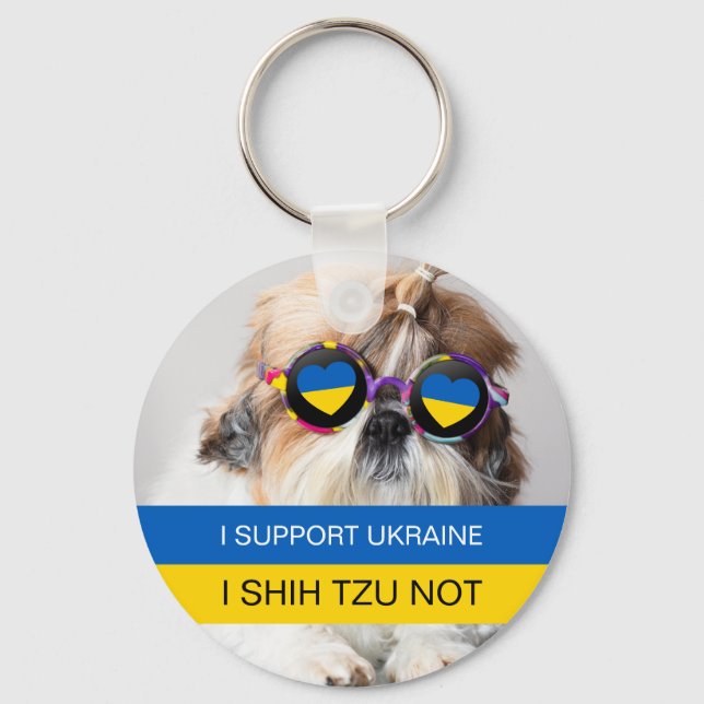 Chaveiro Apoio a Ucrânia I Shih Tzu Not Heart flag (Frente)
