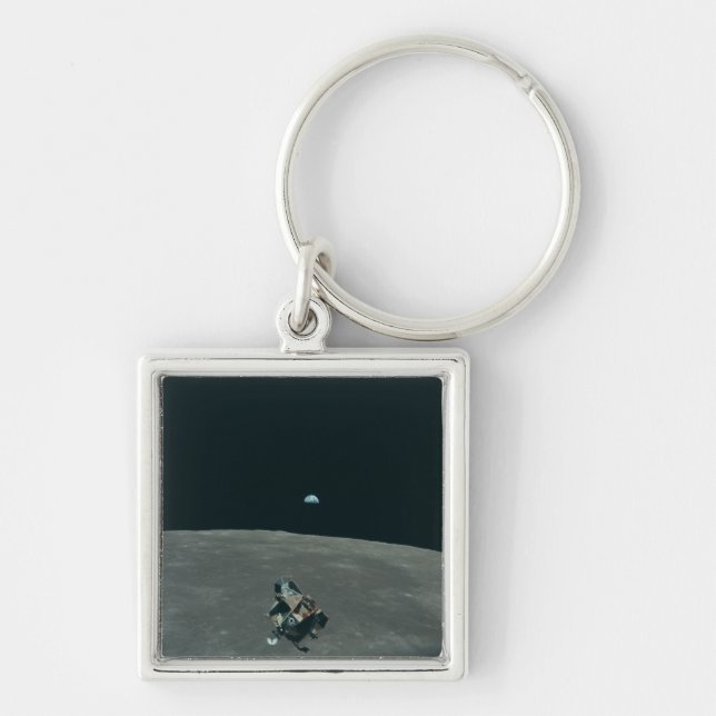 Chaveiro Apollo Lunar Lander e Earthrise sobre Lua (Frente)