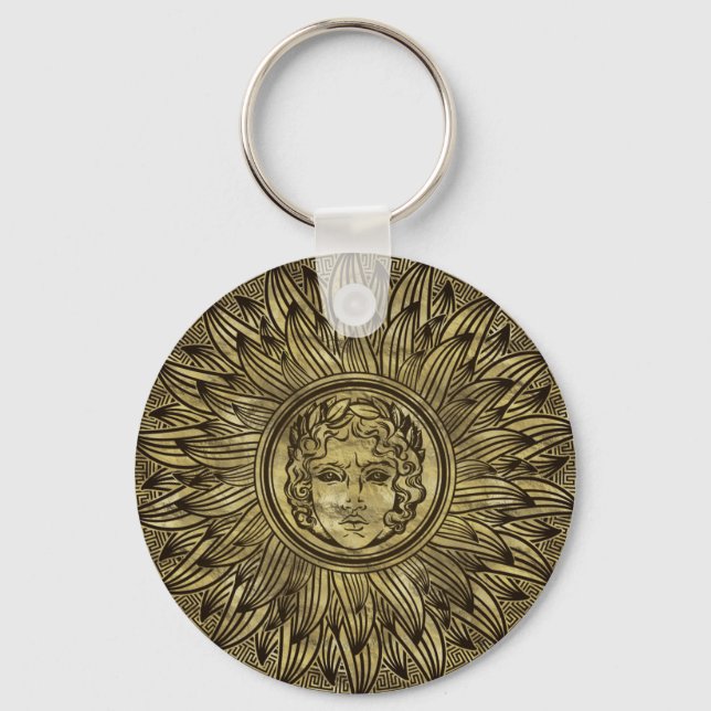 Chaveiro Apollo Sun - Símbolo de Deus - Textura de Ouro (Frente)