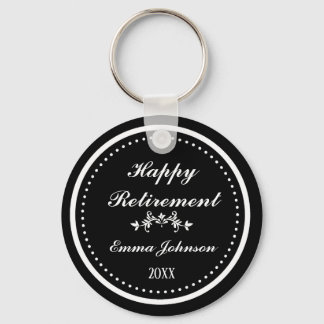 Chaveiro Aposentação Feliz a Preto e Branco Moderno Elegant