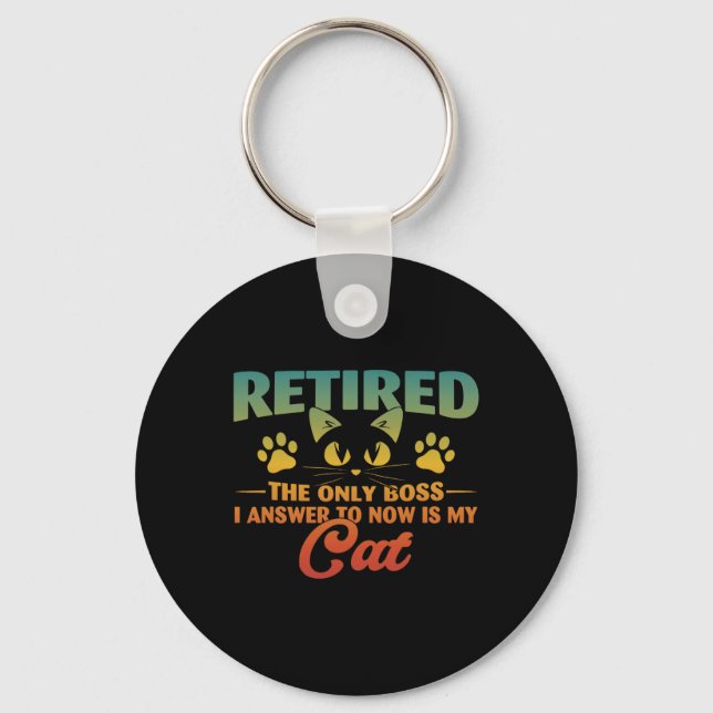 Chaveiro Aposentado Cat Funny Retirement 2024 Desoration Me (Frente)