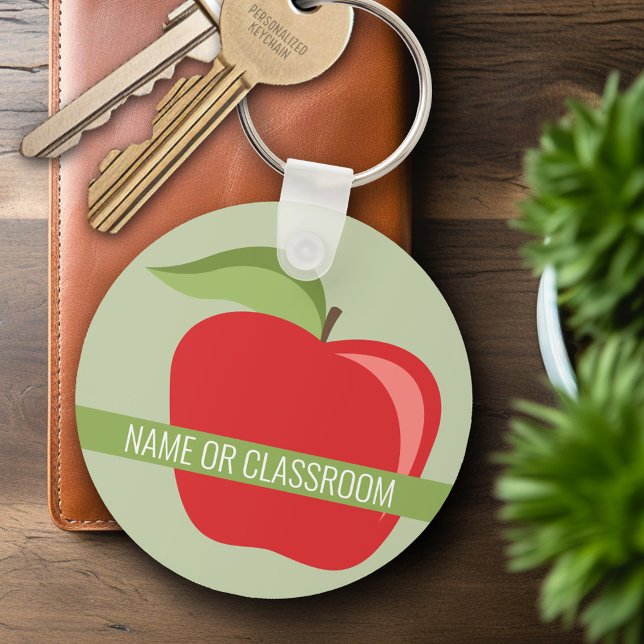 Chaveiro Apple de Professora Personalizada com Apple Modern (Personalized Keychain - Custom Teacher Gift or Classroom Keyring)