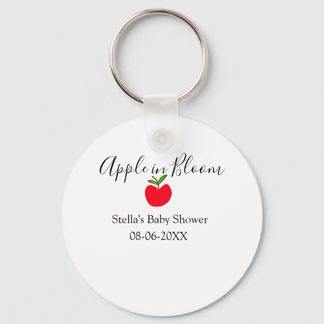 Chaveiro Apple in bloom baby shower red apple name date  (Frente)