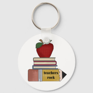 Chaveiro Apple, livros, rocha dos professores do lápis