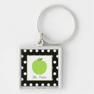 Chaveiro Apple verde/preto com bolinhas brancas