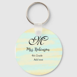 Chaveiro apreciação do professor de aquarela azul simples