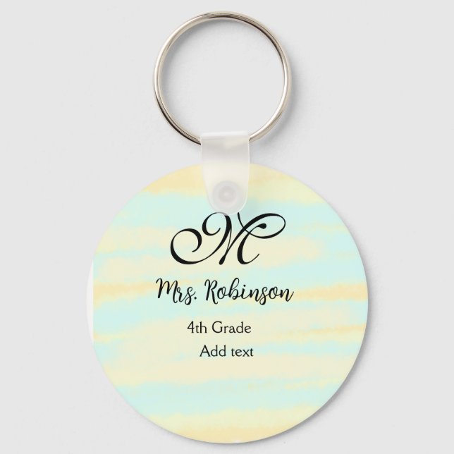 Chaveiro apreciação do professor de aquarela azul simples (Frente)