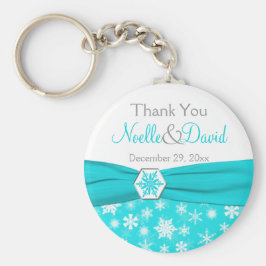 Chaveiro Aqua, Branco, Floco de Neve Cinza Obrigado Cadeia-