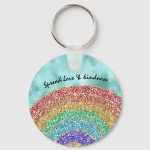 Chaveiro Aqua Glitter Sparkle Dourado Arco-Íris        