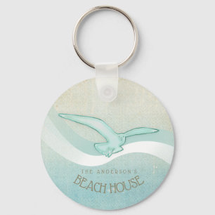 Chaveiro Aqua ID623 azul da gaivota da casa de praia