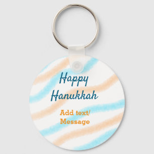 Chaveiro Aqua laranja feliz Hanukkah adiciona mensagem de t
