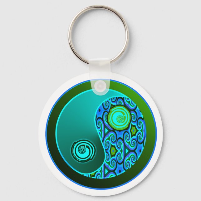 Chaveiro Aqua Swirls Yin Yang (Frente)