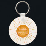 Chaveiro Aquarela Chá de fraldas sunshine<br><div class="desc">A aquarela Whimsical boho Happy yellow sunshine chá de fraldas. Personalizável!</div>