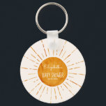 Chaveiro Aquarela Chá de fraldas sunshine<br><div class="desc">A aquarela Whimsical boho Happy yellow sunshine chá de fraldas. Personalizável!</div>