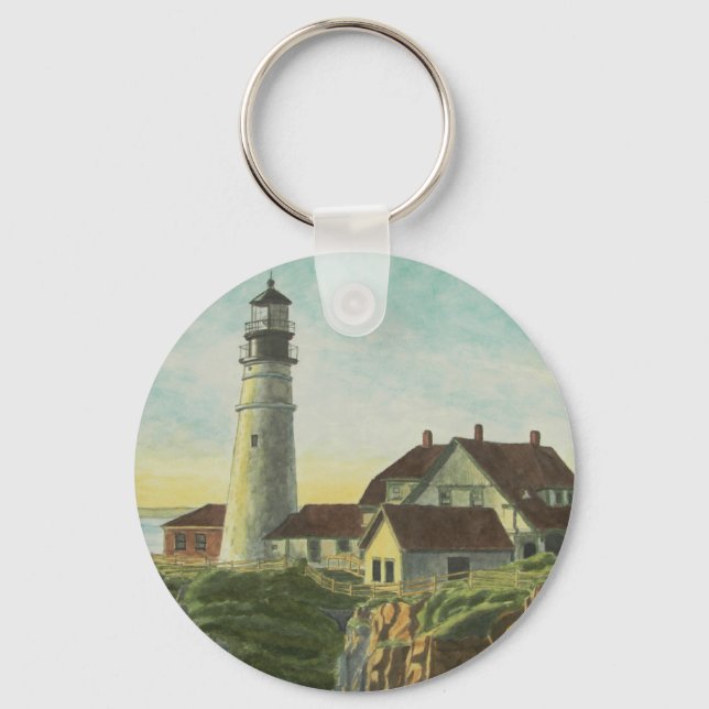 Chaveiro Aquarela da Luz de Portland Head (Frente)