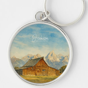 Chaveiro Aquarela de Jackson Hole Viagem pela Arte de Gra