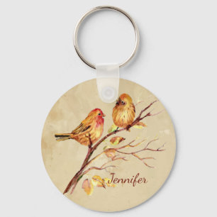 Chaveiro Aquarela Finch Bird Natureza 