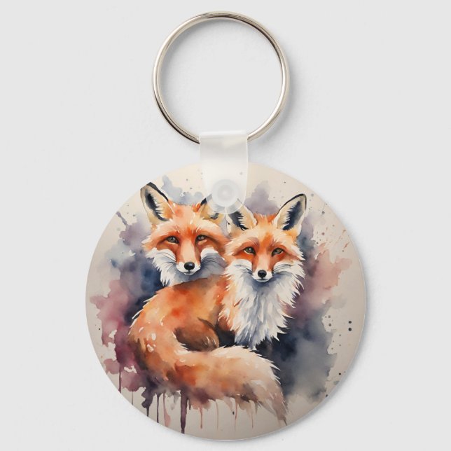 Chaveiro Aquarela Fox Duo (Frente)