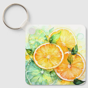 Chaveiro Aquarela Limão Laranja Lima Botânica Cozinha