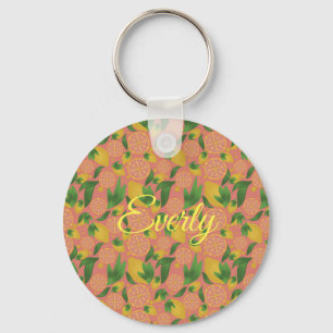 Chaveiro Aquarela Limão Rosa Fruta Personalizada