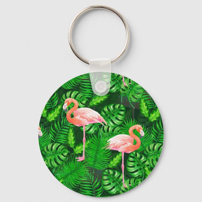 Chaveiro Aquarela tropical Flamingo (Frente)