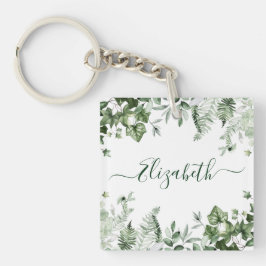 Chaveiro Aquarela Verde Ivy Sage Ferns Acrílico