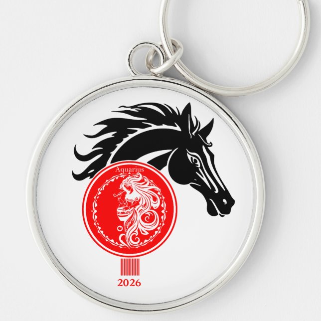 Chaveiro Aquário x Ano Personalizado do Cavalo 2026 (Frente)