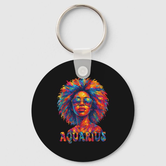 Chaveiro Aquarius Queen Afro Art African American Women Zod (Frente)
