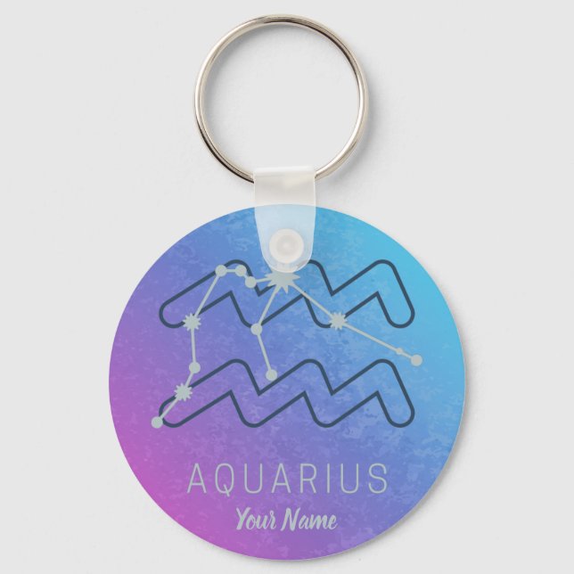 Chaveiro Aquarius Zodistar Sinal Watercolor Horoscope (Frente)