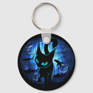 Chaveiro Aquático - Gato Surreal na Fantasia do Oceano Prof