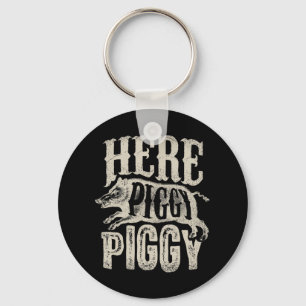 Chaveiro Aqui Piggy Boar Caçando Vintage Pig Hun