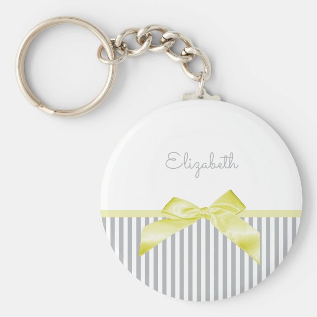 Chaveiro Arco Amarelo-Bonito com Stripes e Nome de Cinza Ra (Frente)