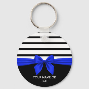 Chaveiro Arco Azul de Natal com Stripe Preta Personalizada